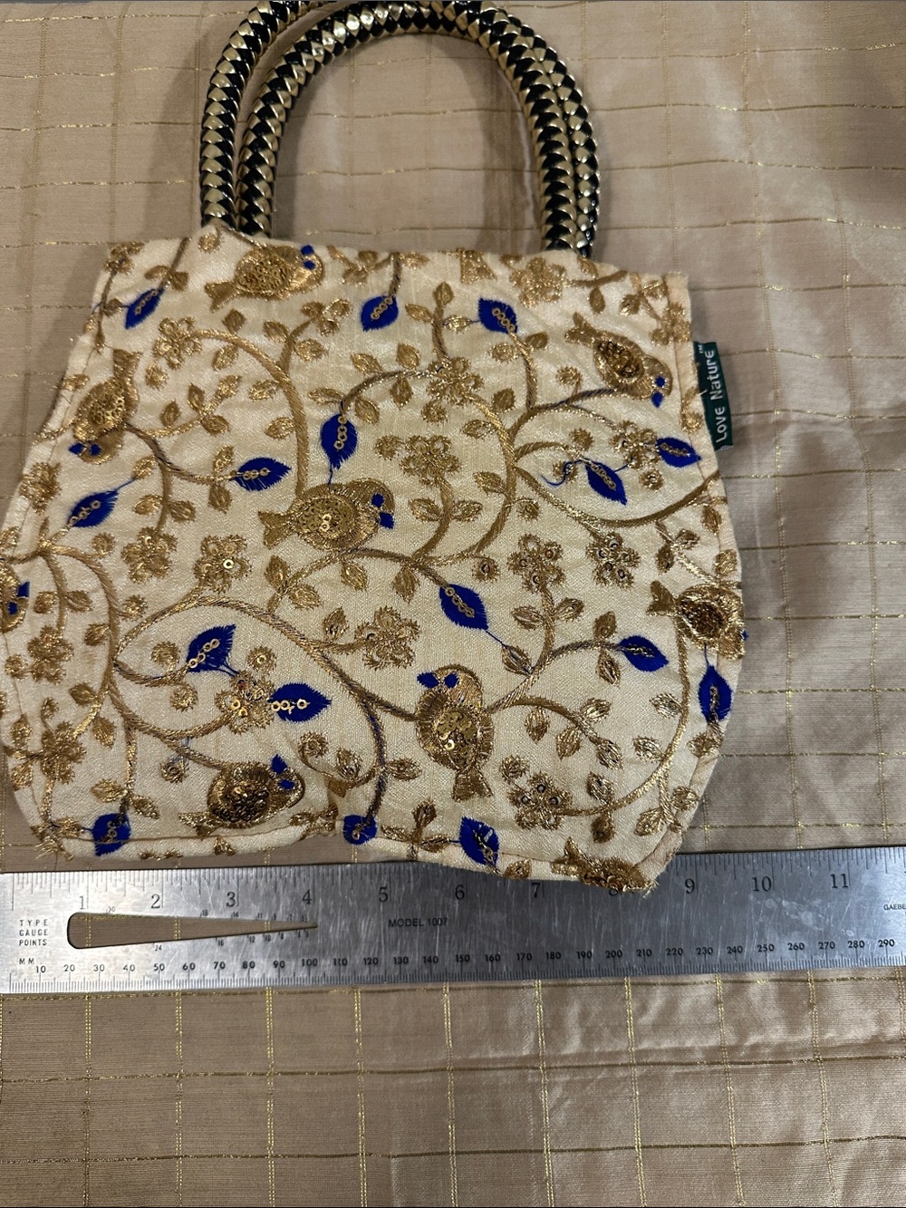Embroidered White & Royal Blue Indian wedding. Bag